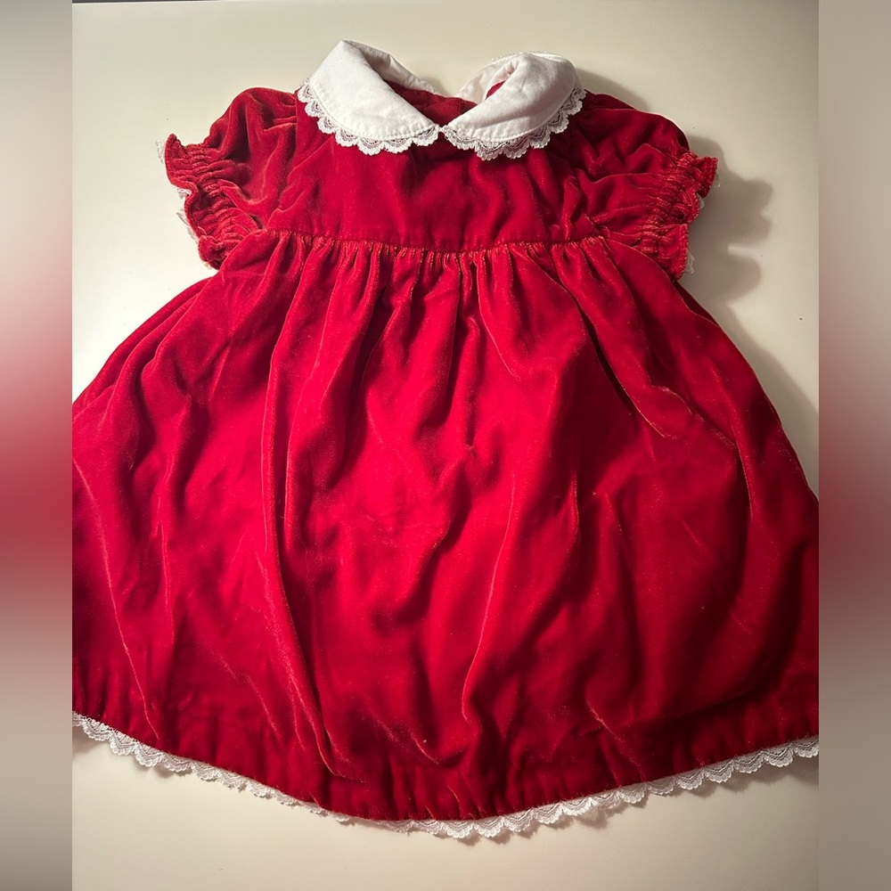 Janie and Jack Red and White Lace Trim Dress